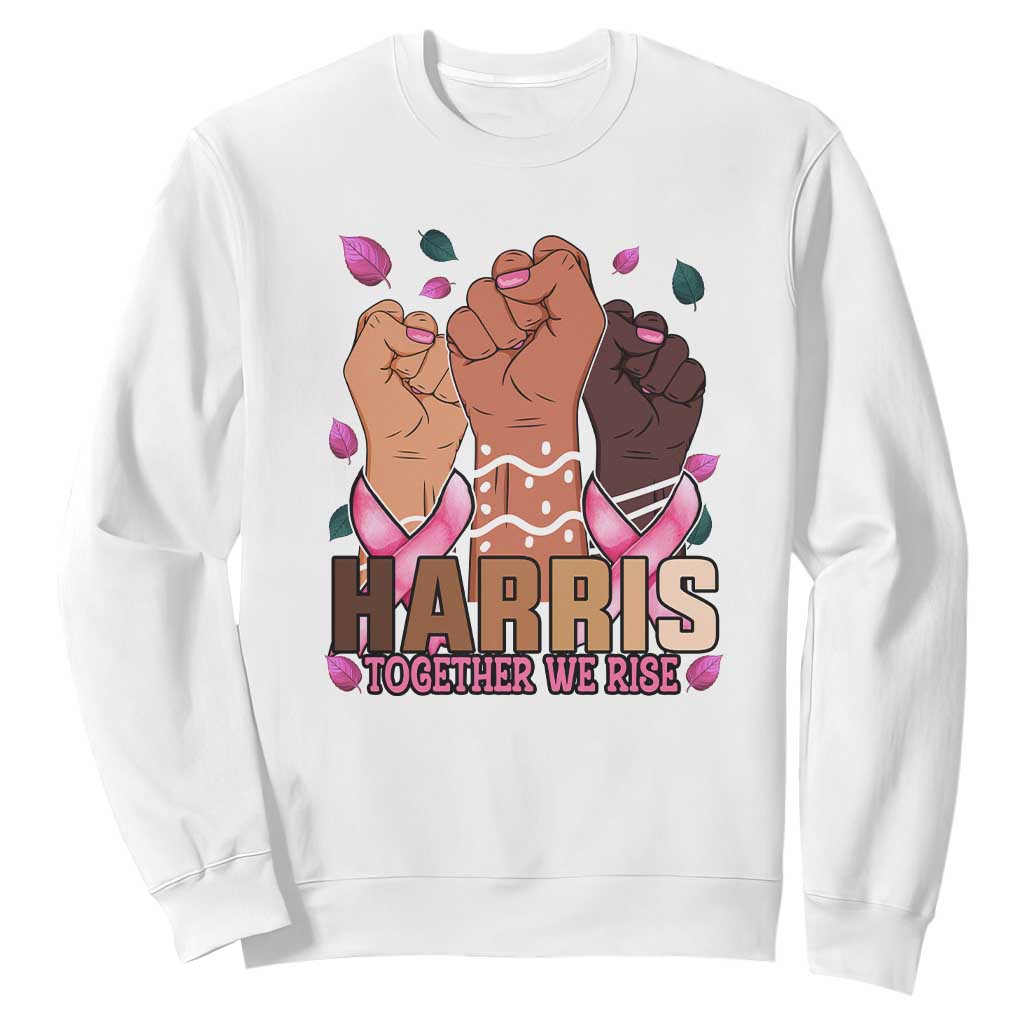 Breast Cancer Support Month Kamala Harris Sweatshirt In October We Wear Pink 2024 Together We Rise