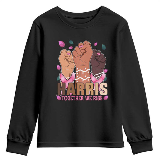 Breast Cancer Support Month Kamala Harris Youth Sweatshirt In October We Wear Pink 2024 Together We Rise