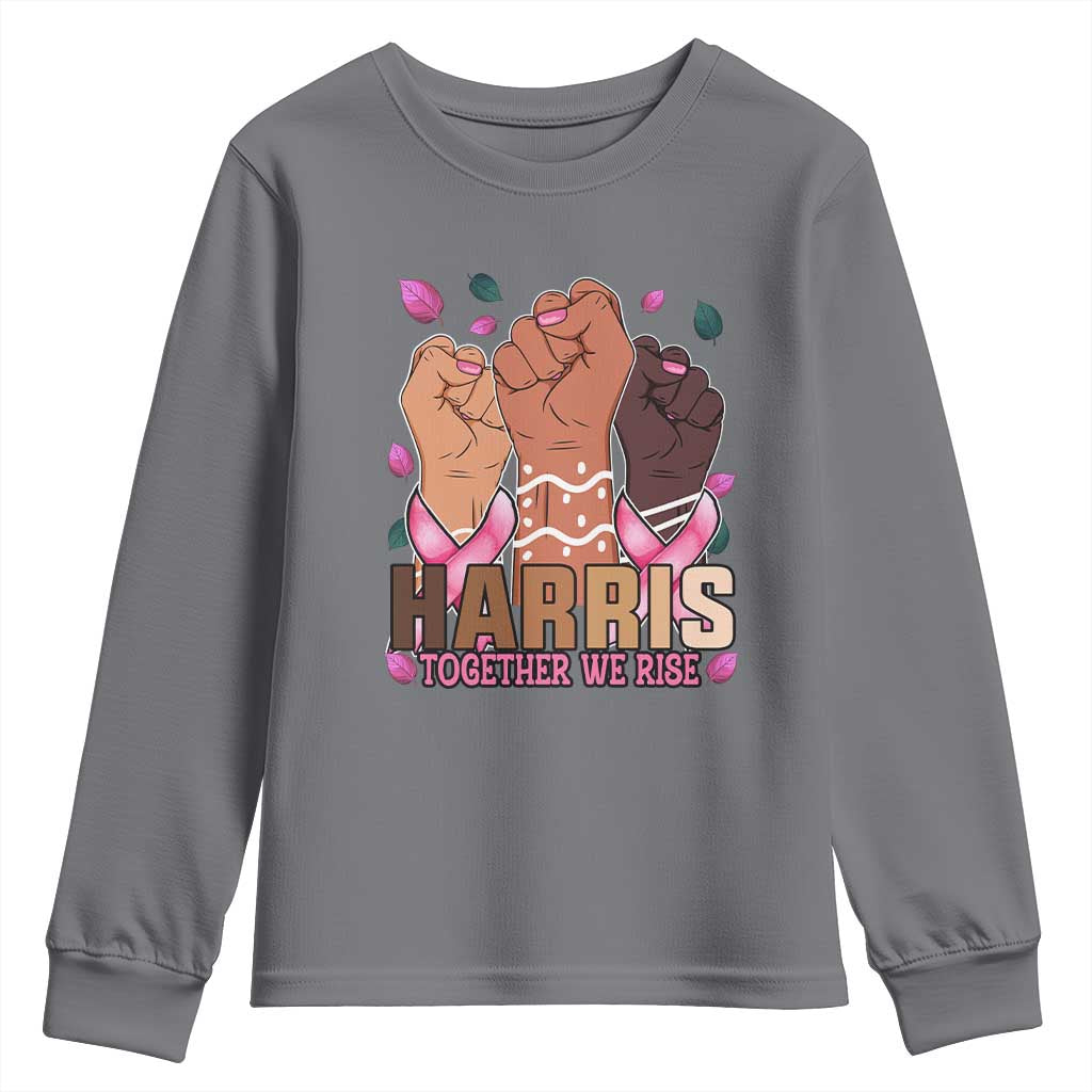 Breast Cancer Support Month Kamala Harris Youth Sweatshirt In October We Wear Pink 2024 Together We Rise