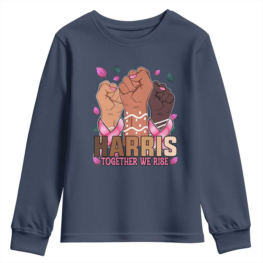 Breast Cancer Support Month Kamala Harris Youth Sweatshirt In October We Wear Pink 2024 Together We Rise