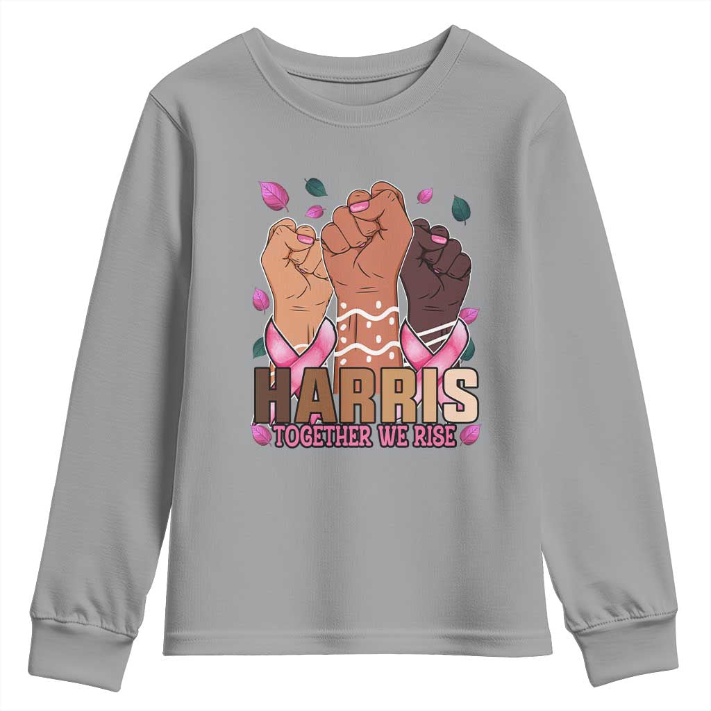 Breast Cancer Support Month Kamala Harris Youth Sweatshirt In October We Wear Pink 2024 Together We Rise