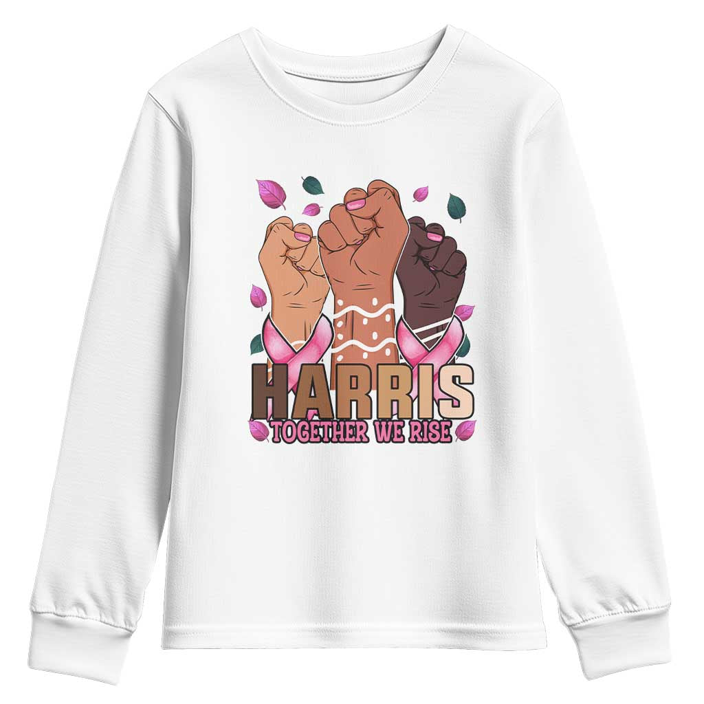Breast Cancer Support Month Kamala Harris Youth Sweatshirt In October We Wear Pink 2024 Together We Rise