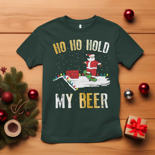 christmas-beer-t-shirt-funny-santa-ho-ho-hold-my-beer-skateboard-roof