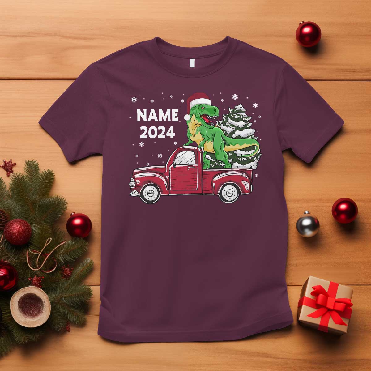 personalized-dinosaur-christmas-t-shirt-custom-name-merry-rexmas-xmas-pet-dino-trex-red-truck-family