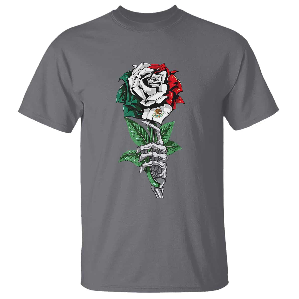 skeleton-hand-holding-mexico-flag-rose-t-shirt-dia-de-los-muertos