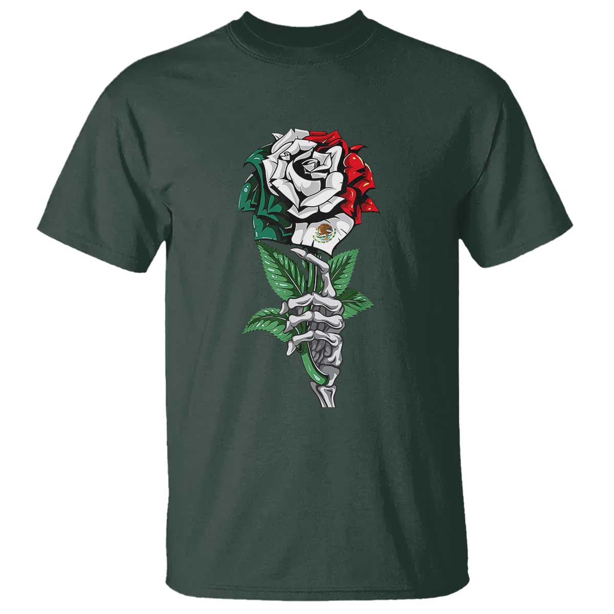 skeleton-hand-holding-mexico-flag-rose-t-shirt-dia-de-los-muertos