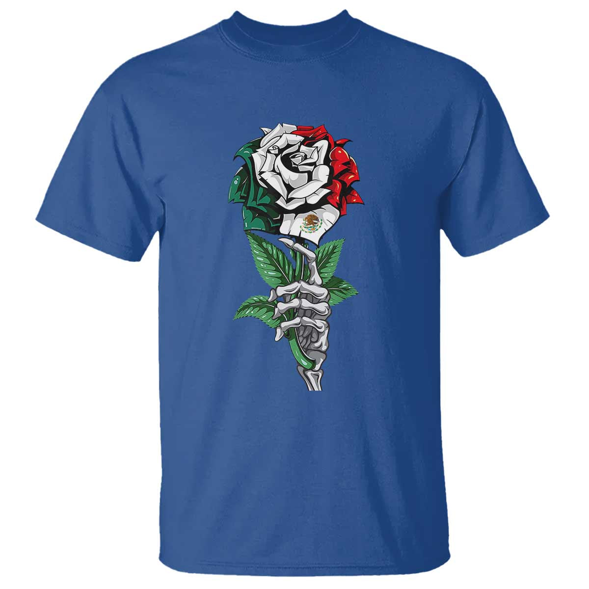 skeleton-hand-holding-mexico-flag-rose-t-shirt-dia-de-los-muertos
