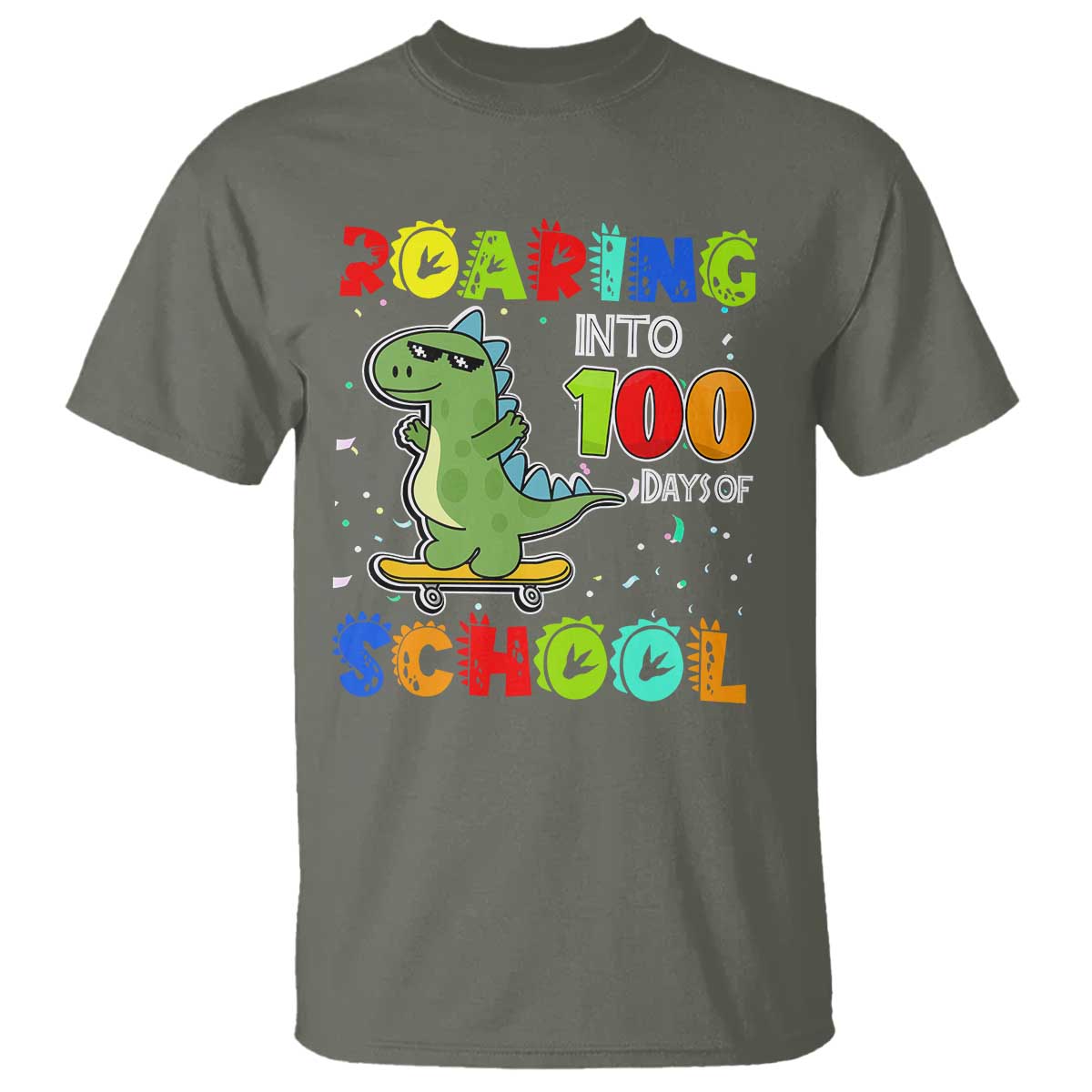 100-days-of-school-dinosaur-t-shirt-trex-dino-skateboard-skateboarding-boys-roaring-into-100th-day