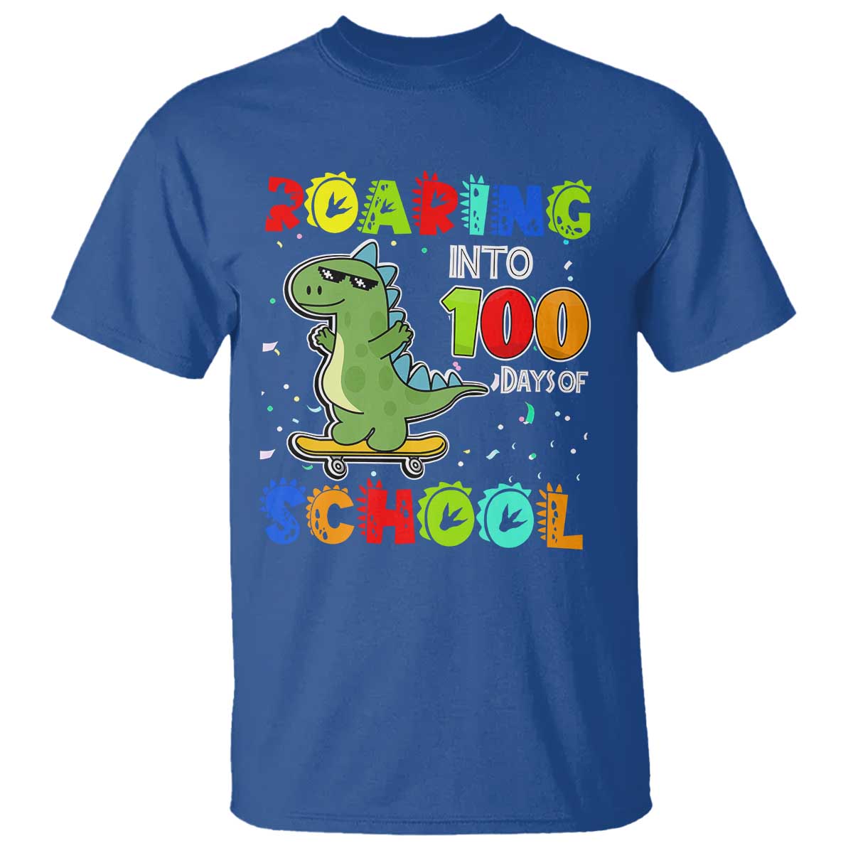100-days-of-school-dinosaur-t-shirt-trex-dino-skateboard-skateboarding-boys-roaring-into-100th-day