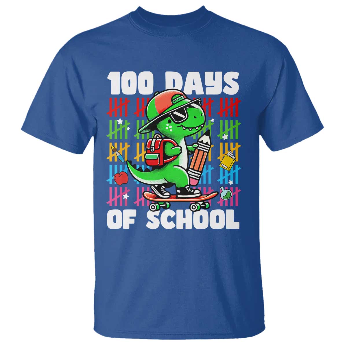 100-days-of-school-100th-day-dino-t-shirt-trex-dino-skateboard-skateboarding-boys-gift