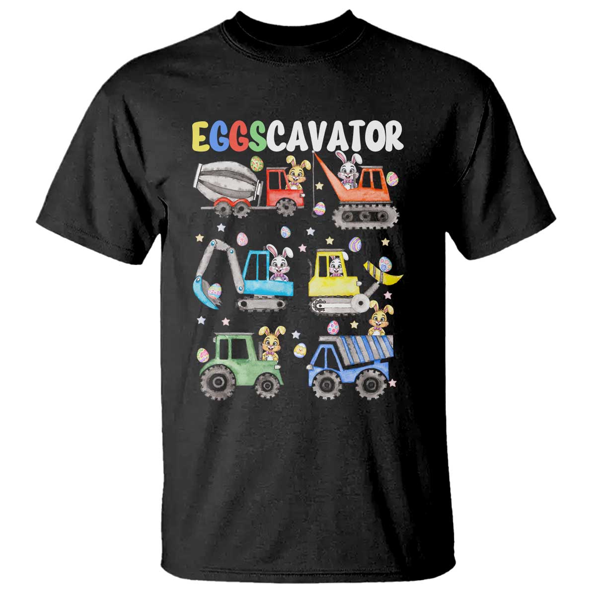 easter-eggs-cavator-t-shirt-bunny-excavator-construction-trucks