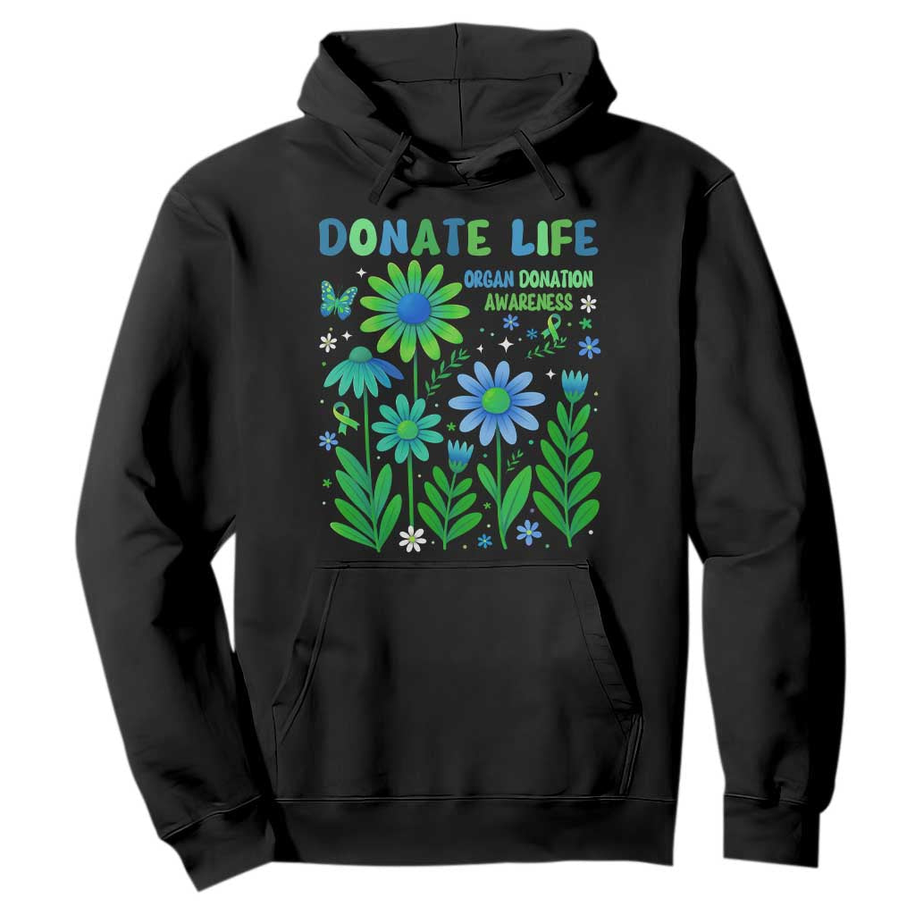 Organ Donation Support Hoodie Green Ribbon Donate Life Floral
