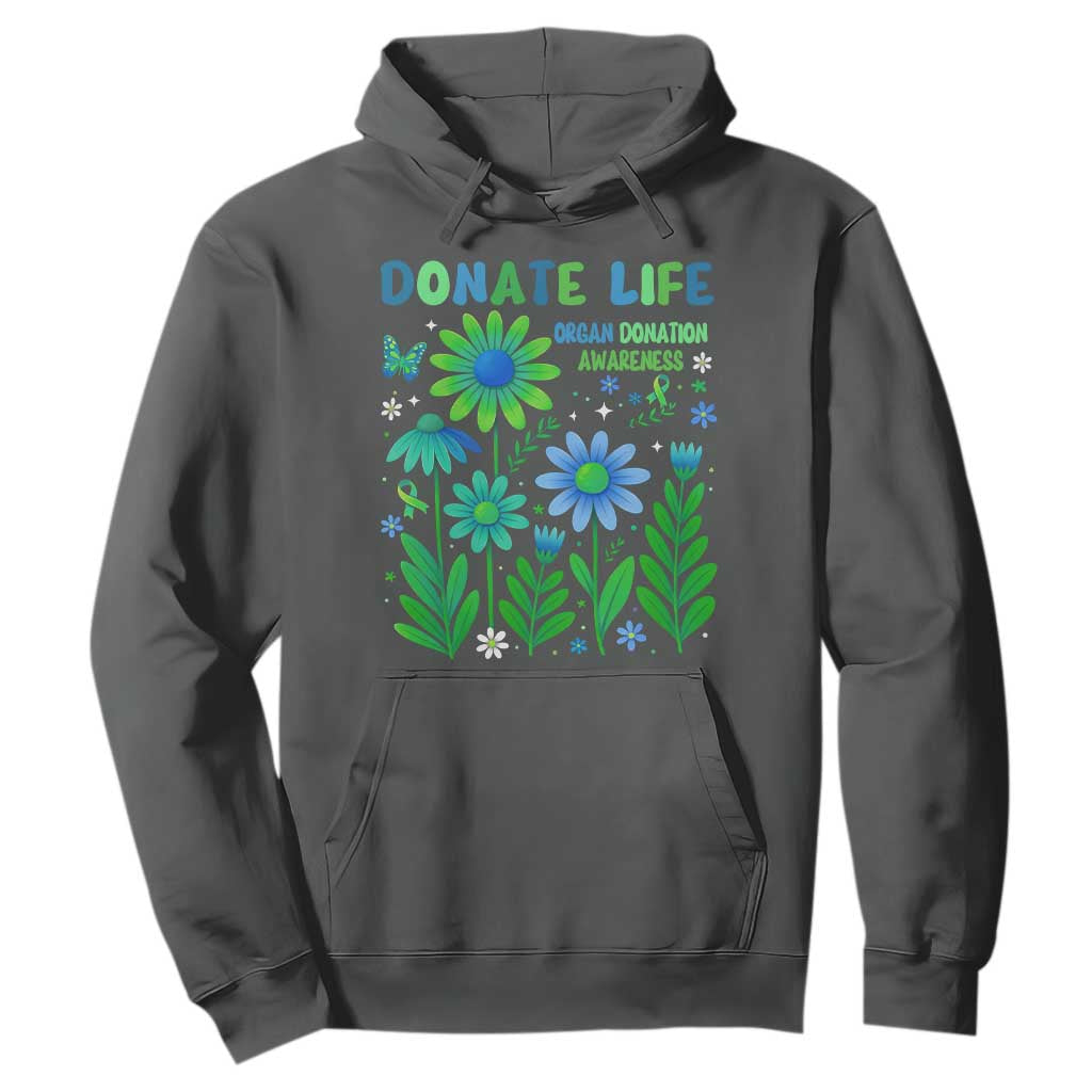 Organ Donation Support Hoodie Green Ribbon Donate Life Floral