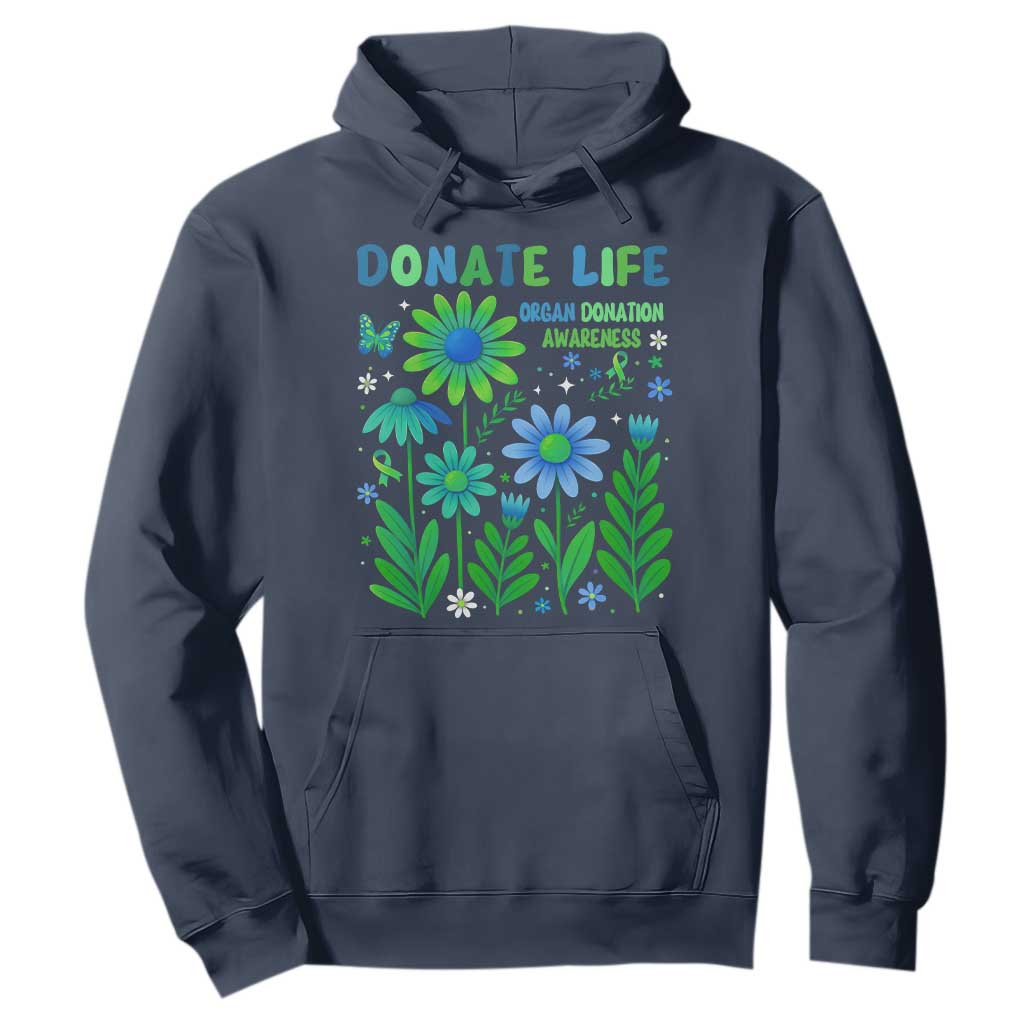 Organ Donation Support Hoodie Green Ribbon Donate Life Floral