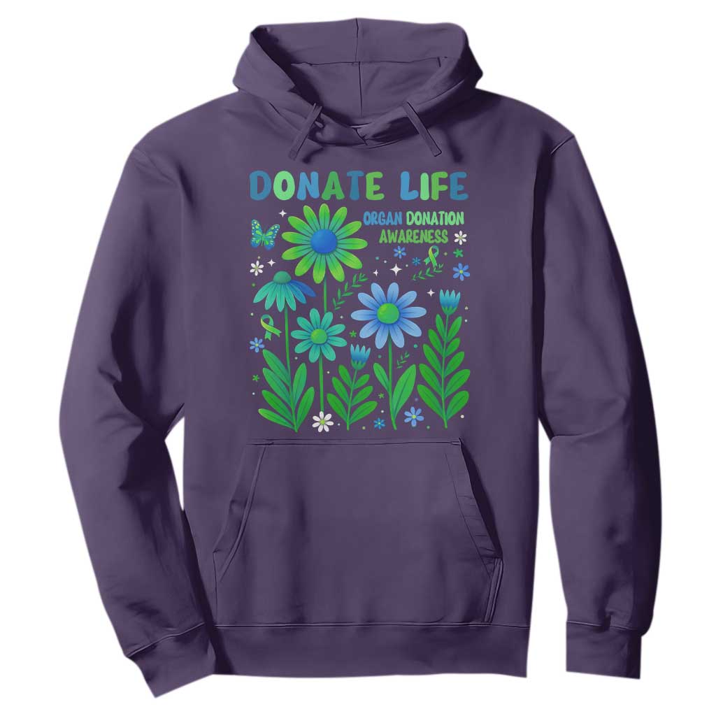 Organ Donation Support Hoodie Green Ribbon Donate Life Floral