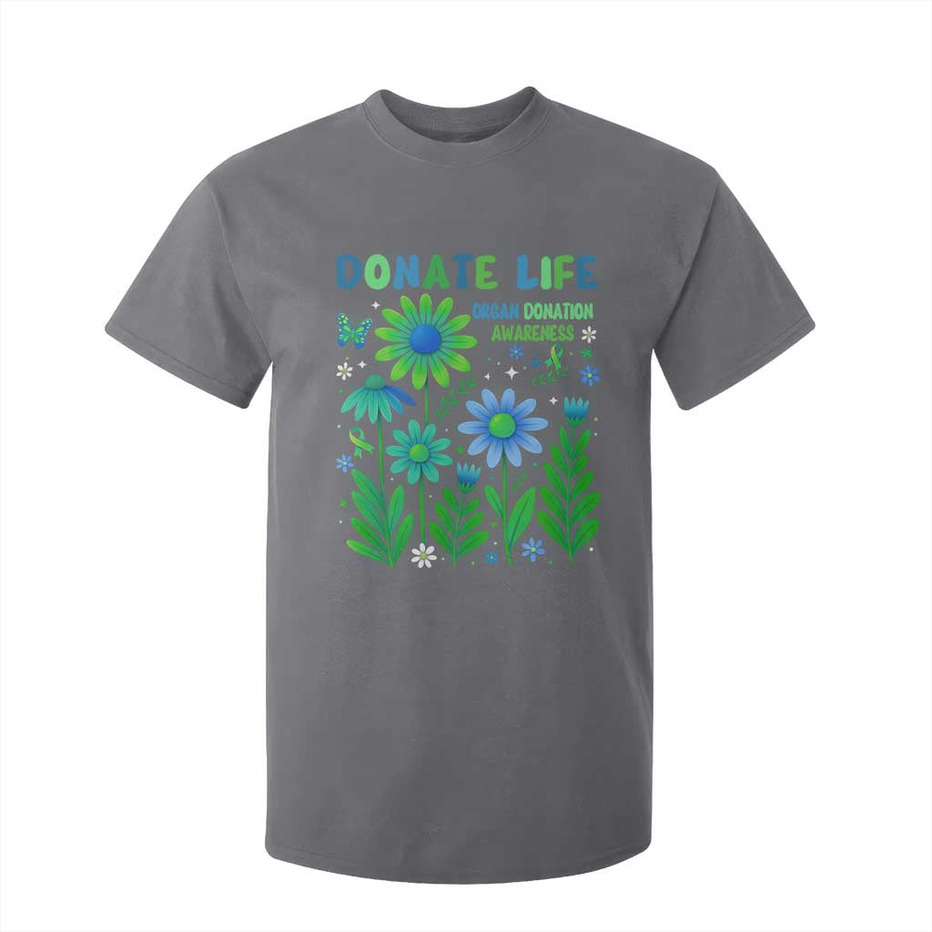 Organ Donation Support T Shirt For Kid Green Ribbon Donate Life Floral