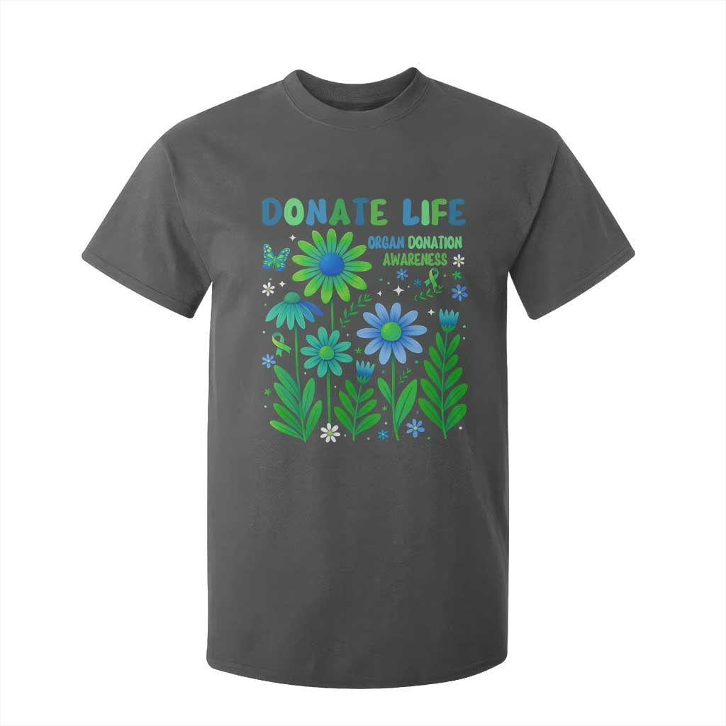 Organ Donation Support T Shirt For Kid Green Ribbon Donate Life Floral