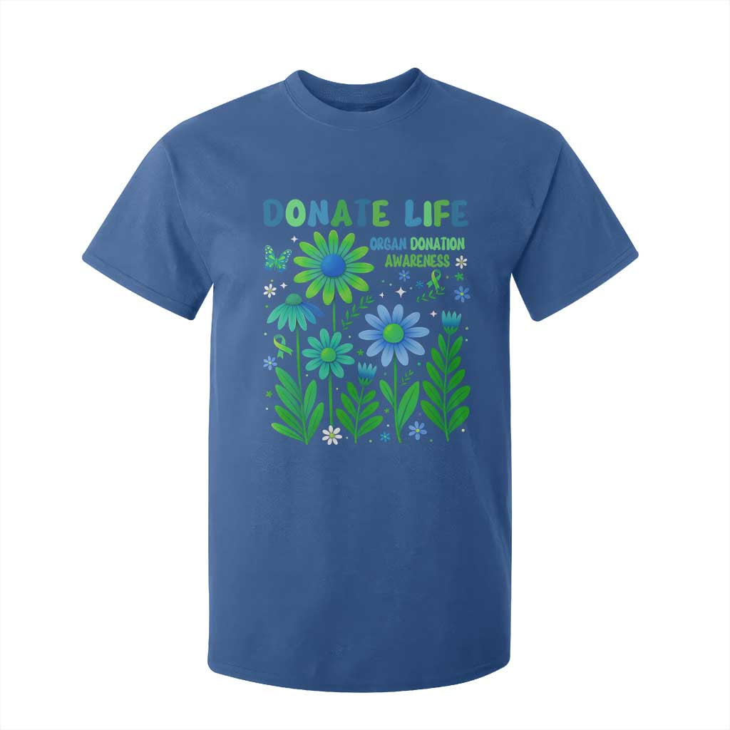 Organ Donation Support T Shirt For Kid Green Ribbon Donate Life Floral