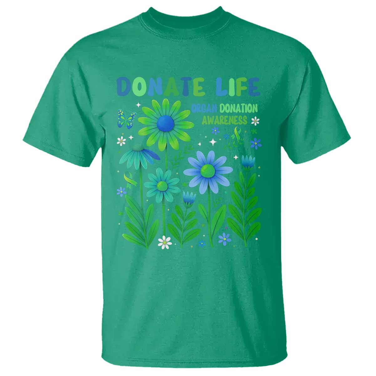 Organ Donation Support T Shirt Green Ribbon Donate Life Floral