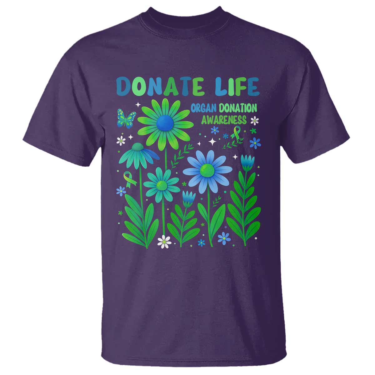 Organ Donation Support T Shirt Green Ribbon Donate Life Floral