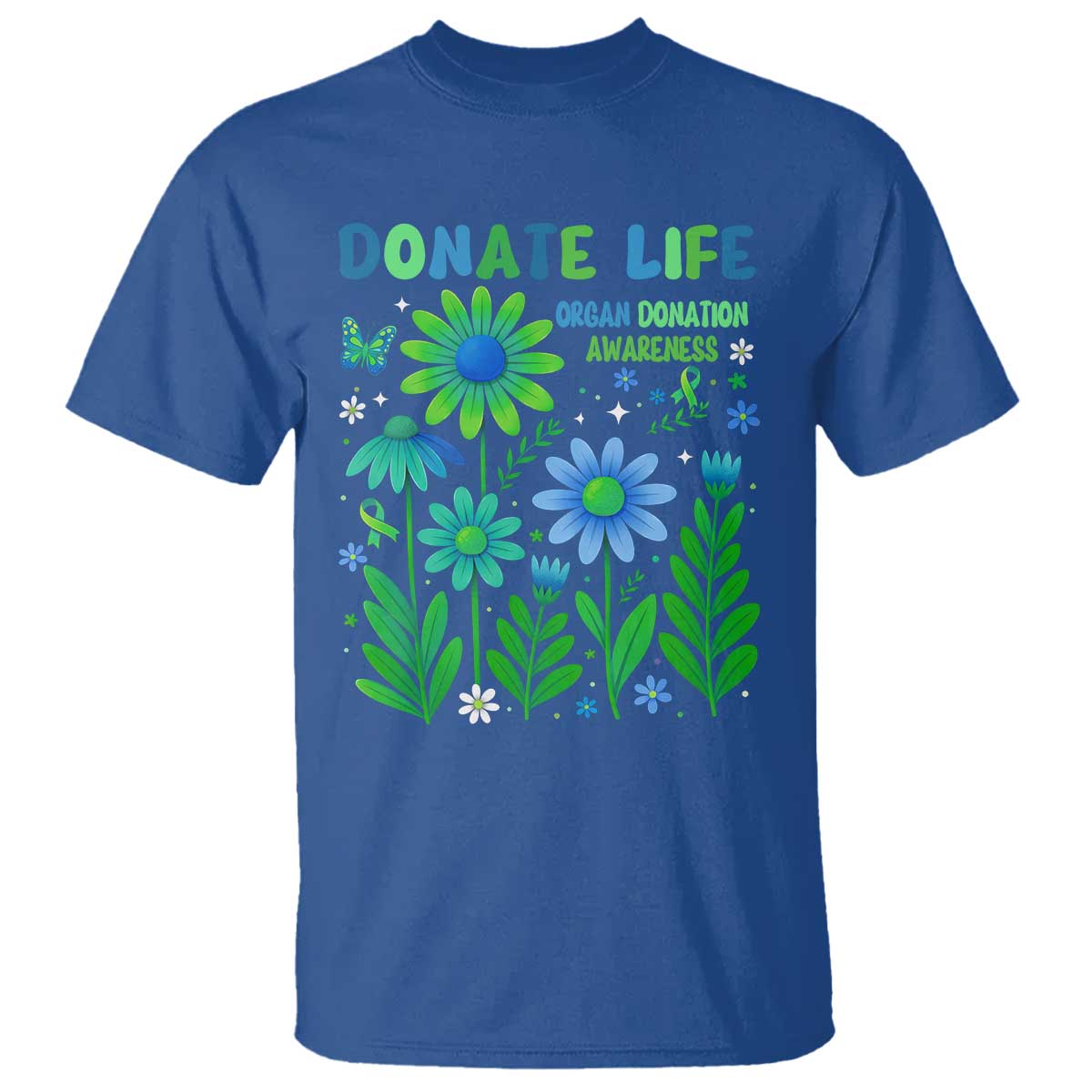 Organ Donation Support T Shirt Green Ribbon Donate Life Floral