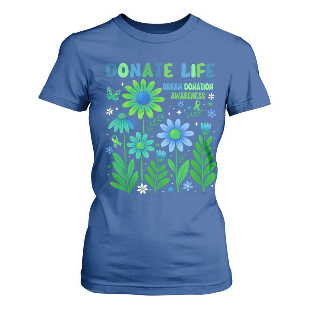 Organ Donation Support T Shirt For Women Green Ribbon Donate Life Floral