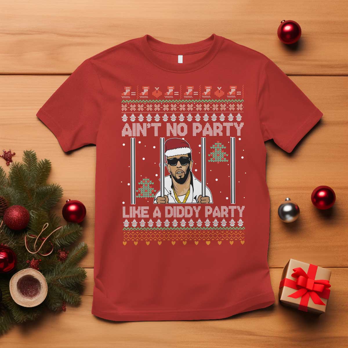 funny-christmas-t-shirt-aint-no-party-like-a-diddy-party-ugly-christmas-sweater