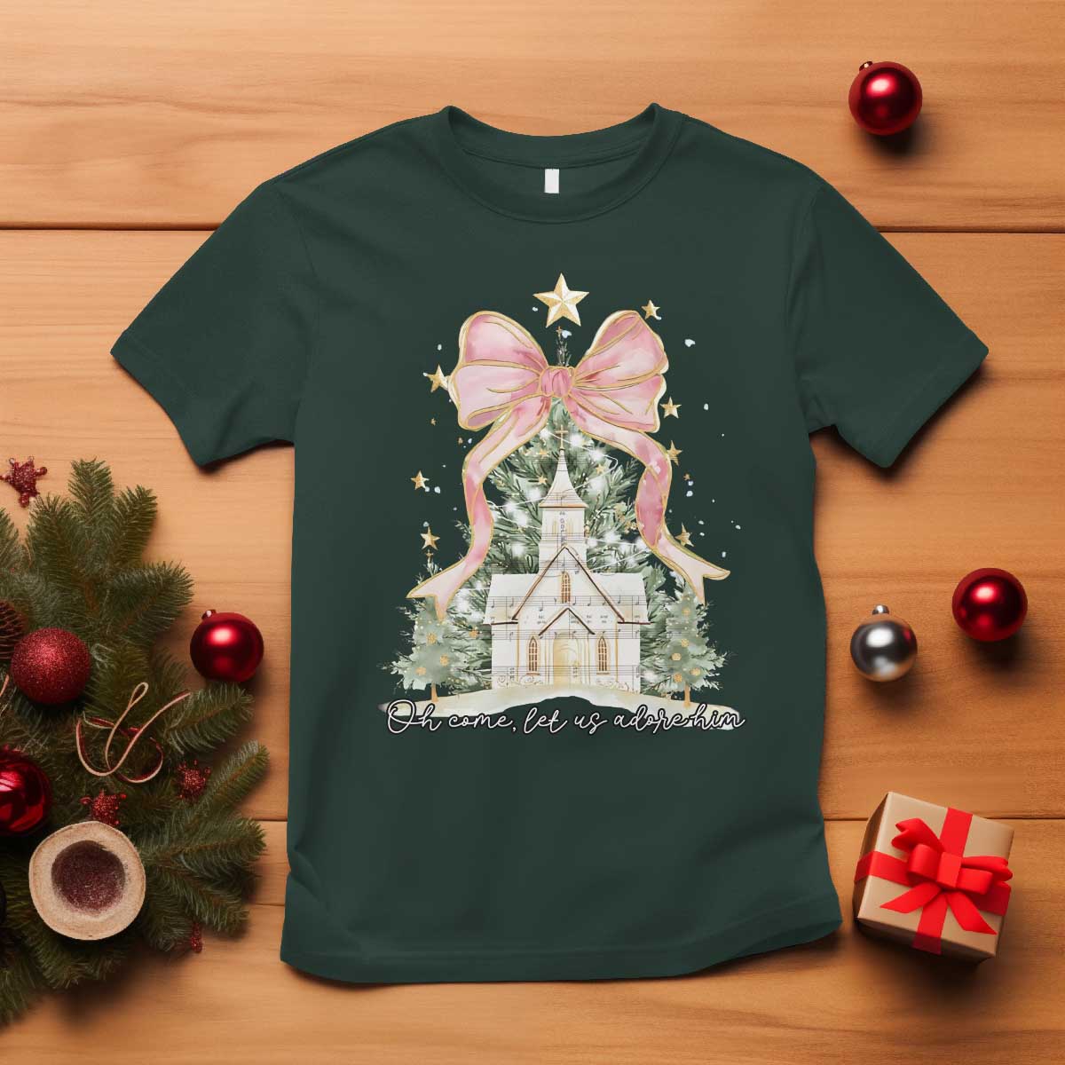 christian-christmas-t-shirt-oh-come-let-us-adore-him-nativity-christmas-tree-bow