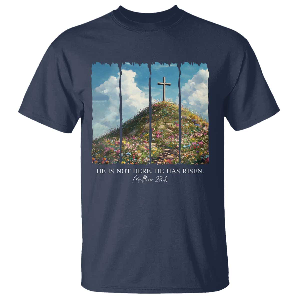 christian-easter-t-shirt-he-is-not-here-he-has-risen