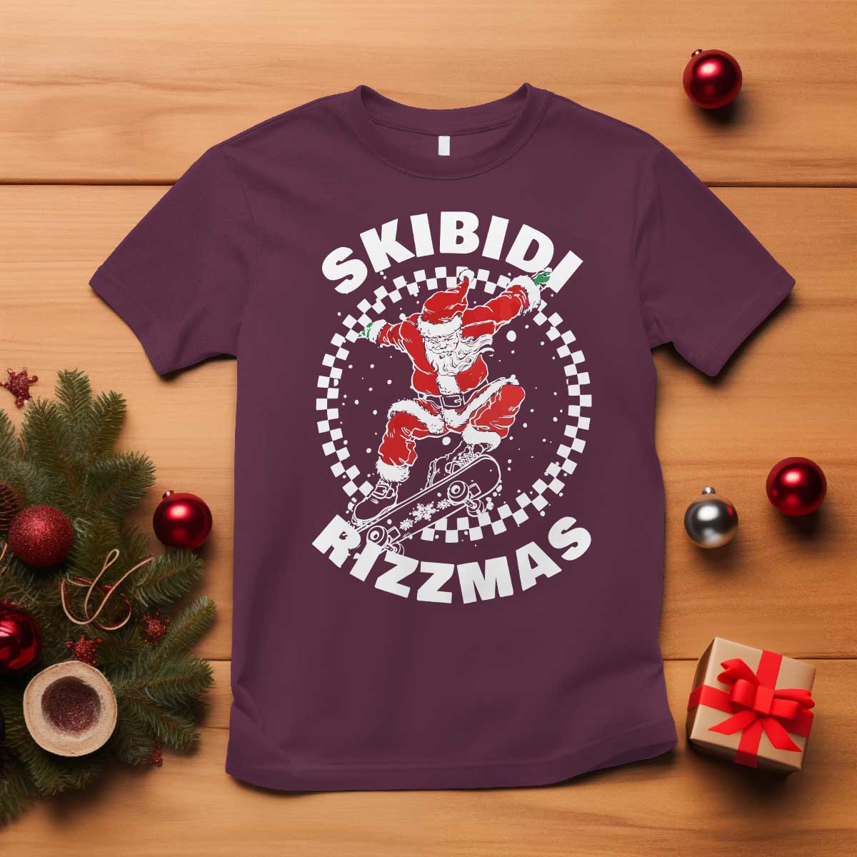 skibidi-rizzmas-christmas-t-shirt-rizz-skateboarding-santa-claus-skater-skateboard-skateboarder