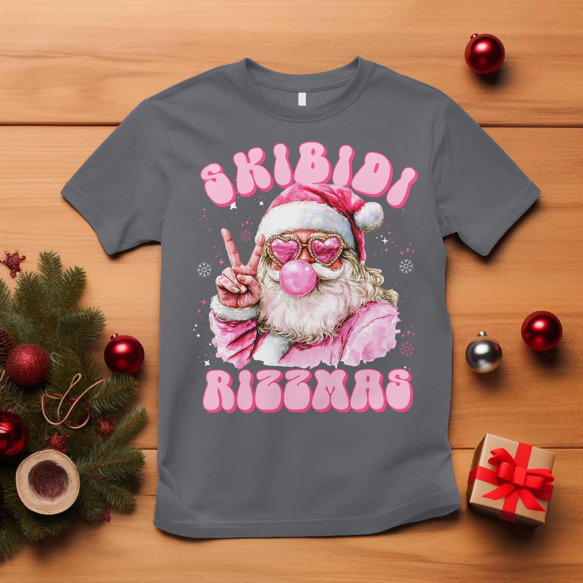 skibidi-rizzmas-christmas-t-shirt-rizz-santa-pink-bubble-gum-funny-xmas-girl-kids-gen-alpha
