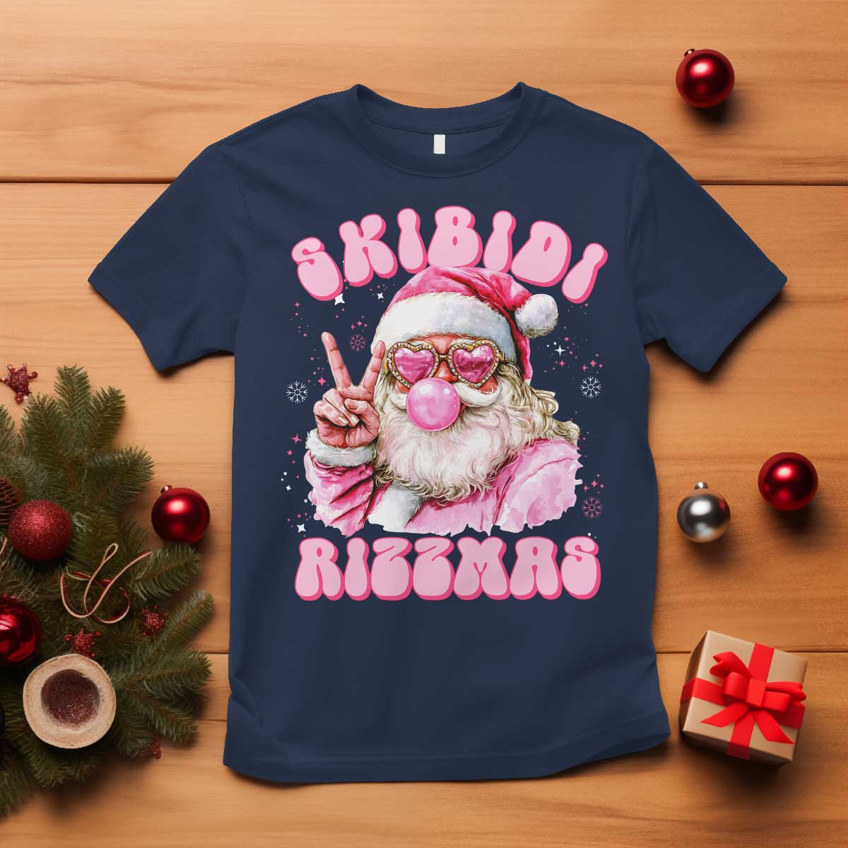 skibidi-rizzmas-christmas-t-shirt-rizz-santa-pink-bubble-gum-funny-xmas-girl-kids-gen-alpha