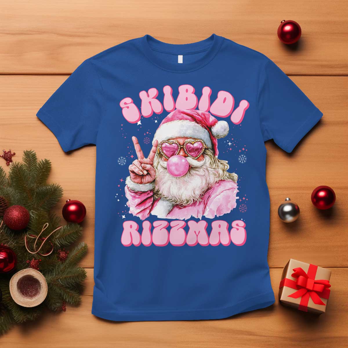 skibidi-rizzmas-christmas-t-shirt-rizz-santa-pink-bubble-gum-funny-xmas-girl-kids-gen-alpha