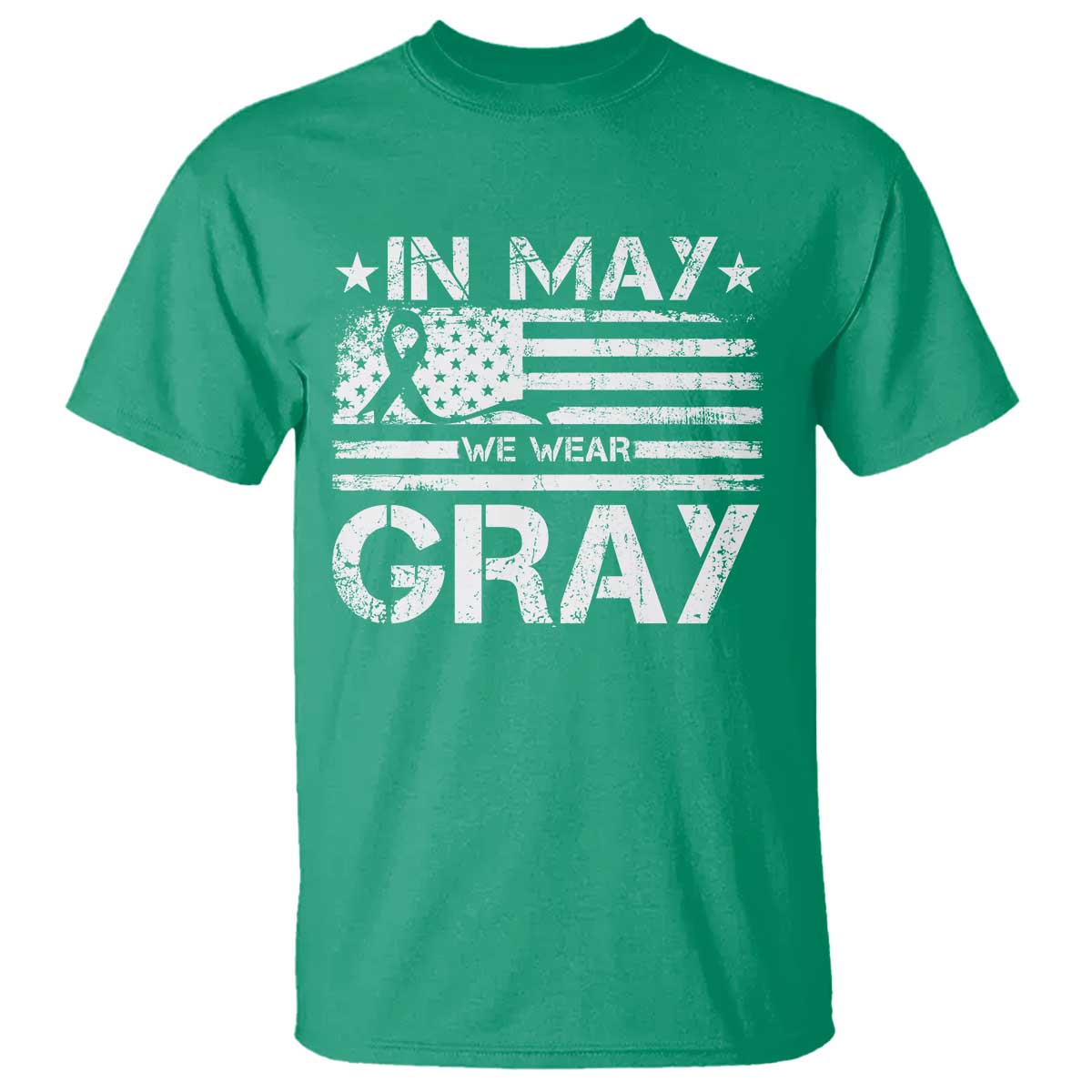 Brain Cancer Support T Shirt In May We Wear Gray US Flag