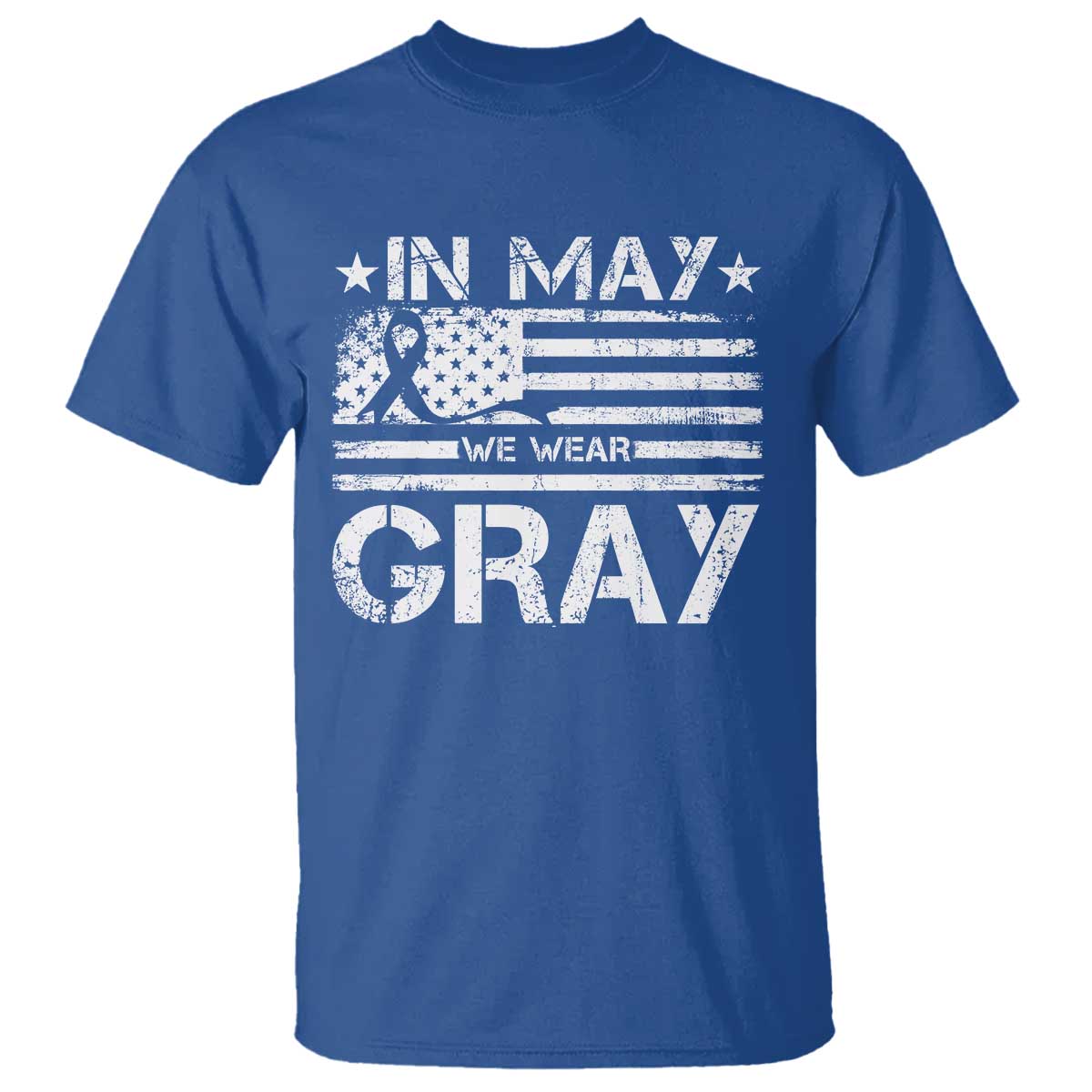 Brain Cancer Support T Shirt In May We Wear Gray US Flag