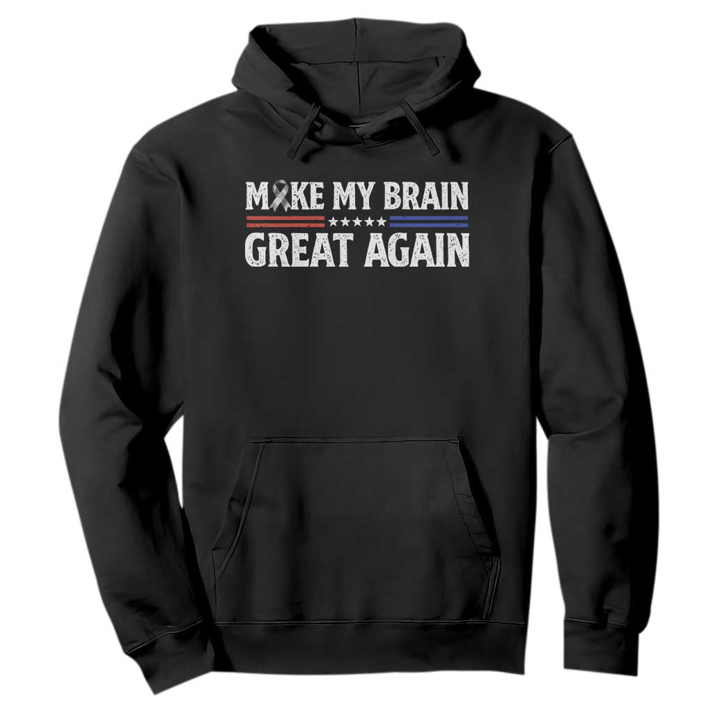 Funny Brain Surgery Recovery Hoodie Make My Brain Great Again Gray Ribbon