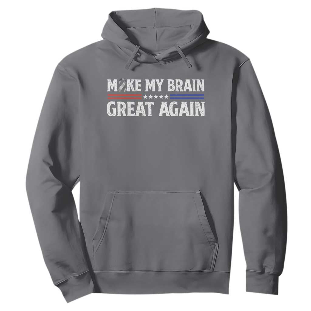 Funny Brain Surgery Recovery Hoodie Make My Brain Great Again Gray Ribbon