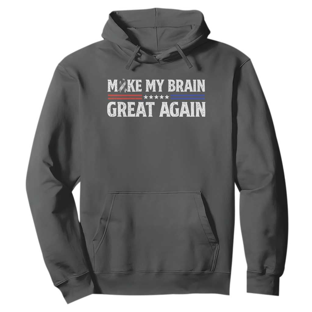 Funny Brain Surgery Recovery Hoodie Make My Brain Great Again Gray Ribbon