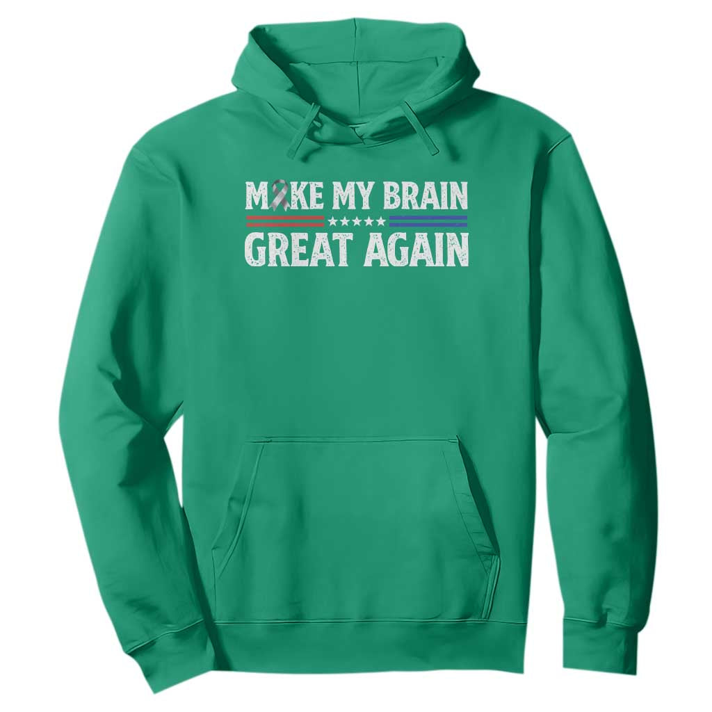 Funny Brain Surgery Recovery Hoodie Make My Brain Great Again Gray Ribbon