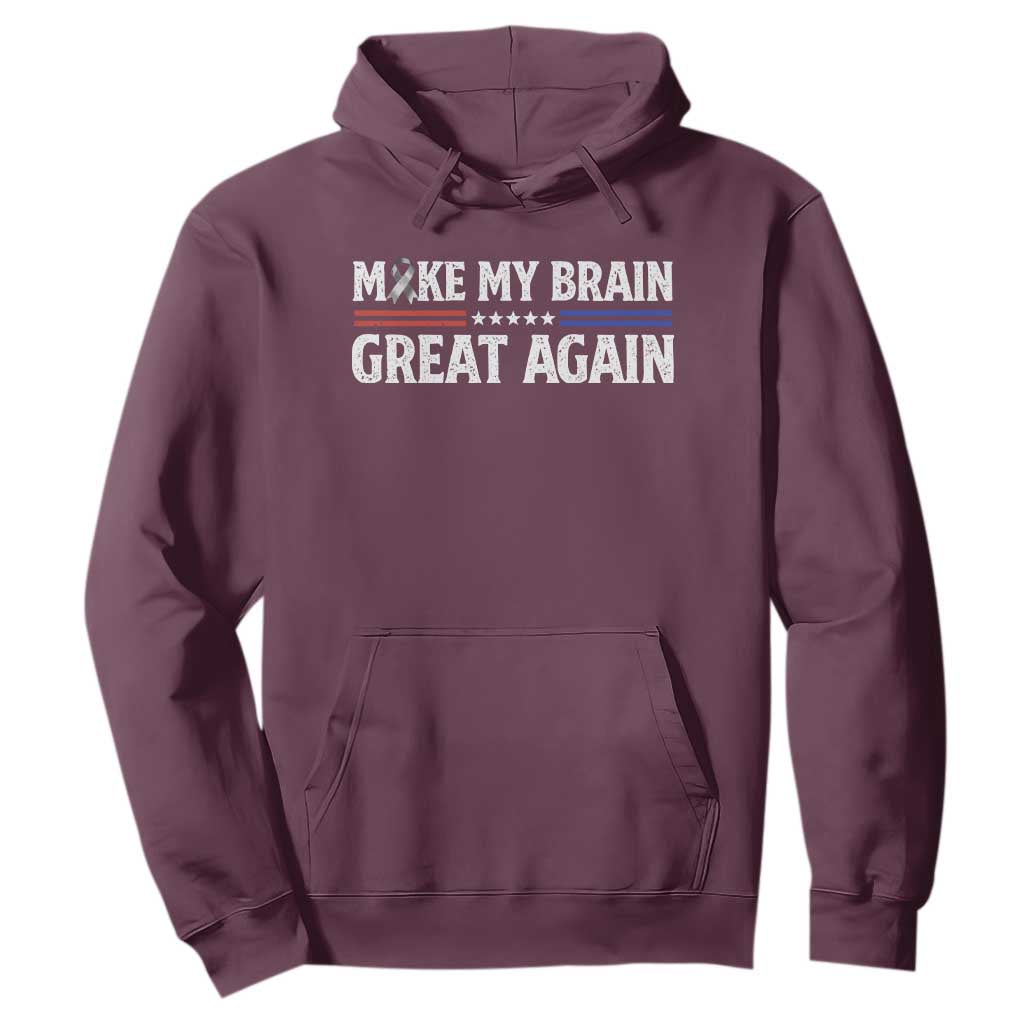Funny Brain Surgery Recovery Hoodie Make My Brain Great Again Gray Ribbon