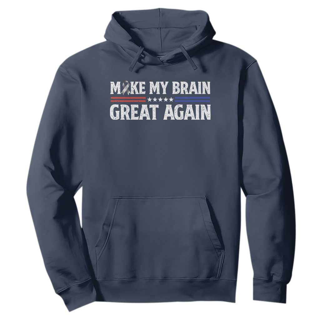 Funny Brain Surgery Recovery Hoodie Make My Brain Great Again Gray Ribbon