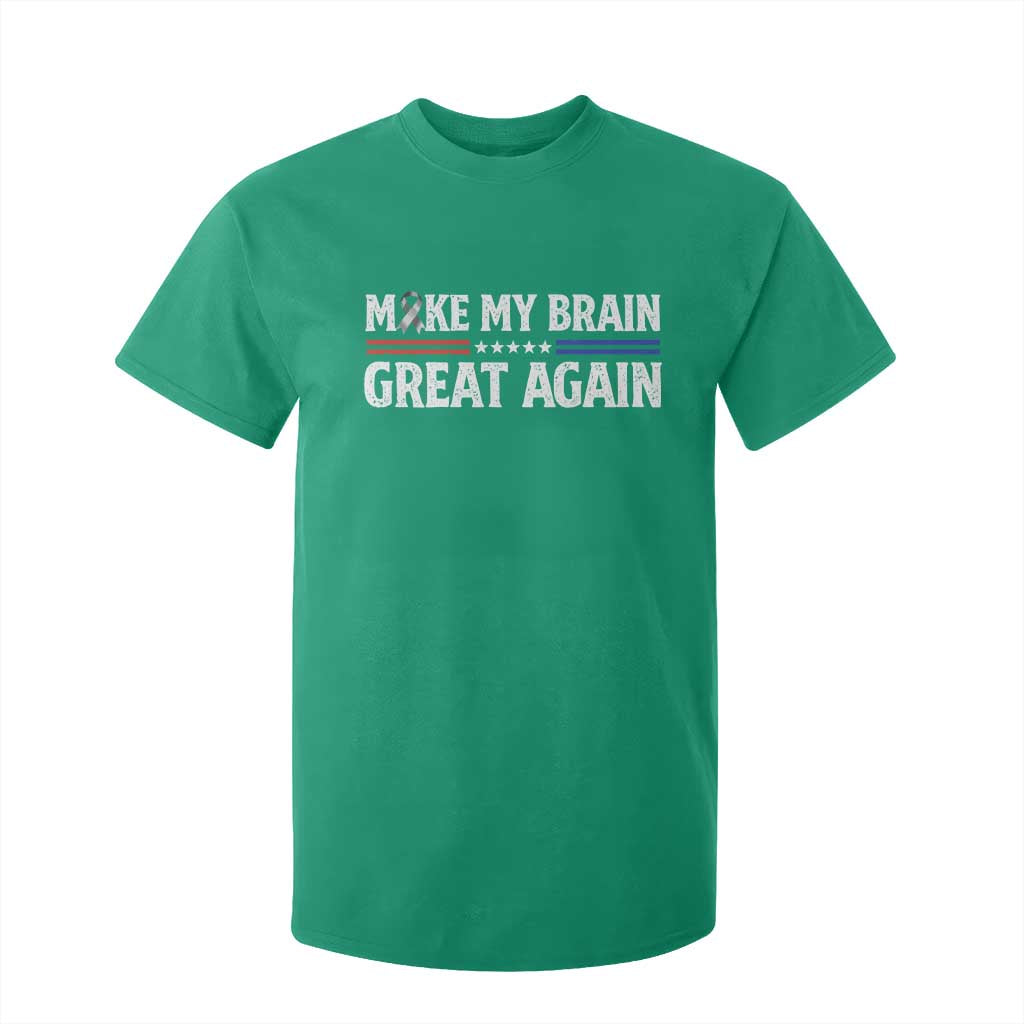 Funny Brain Surgery Recovery T Shirt For Kid Make My Brain Great Again Gray Ribbon