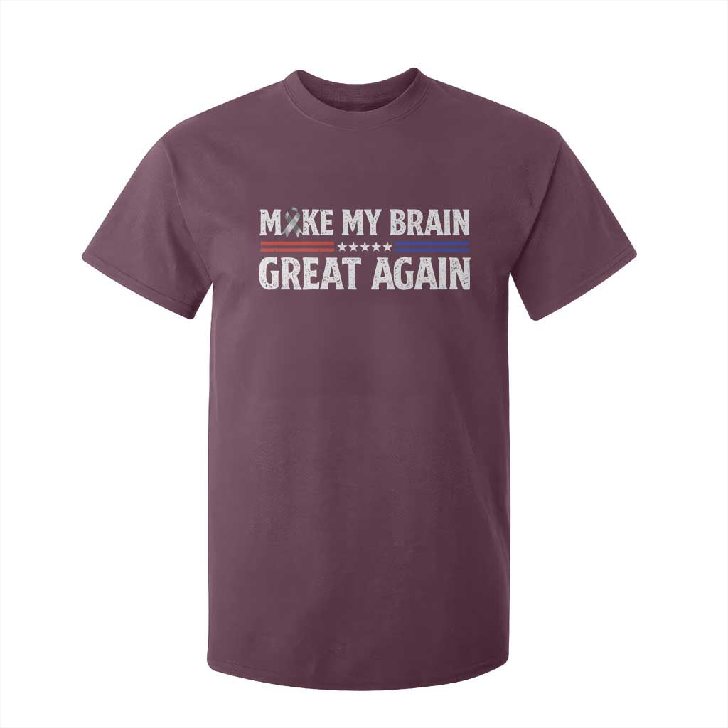 Funny Brain Surgery Recovery T Shirt For Kid Make My Brain Great Again Gray Ribbon
