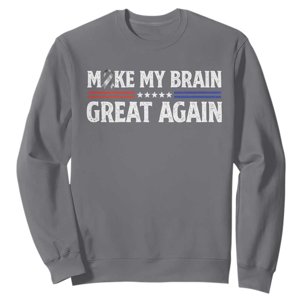 Funny Brain Surgery Recovery Sweatshirt Make My Brain Great Again Gray Ribbon
