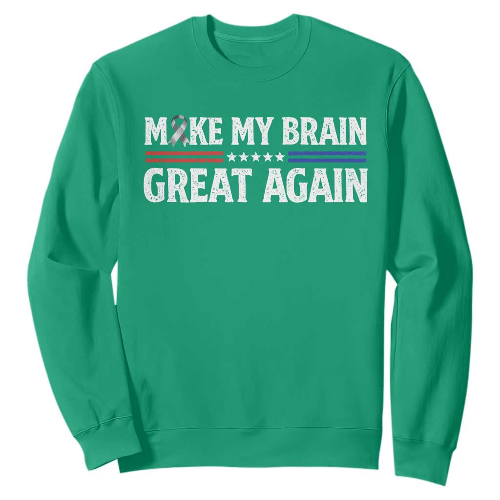Funny Brain Surgery Recovery Sweatshirt Make My Brain Great Again Gray Ribbon