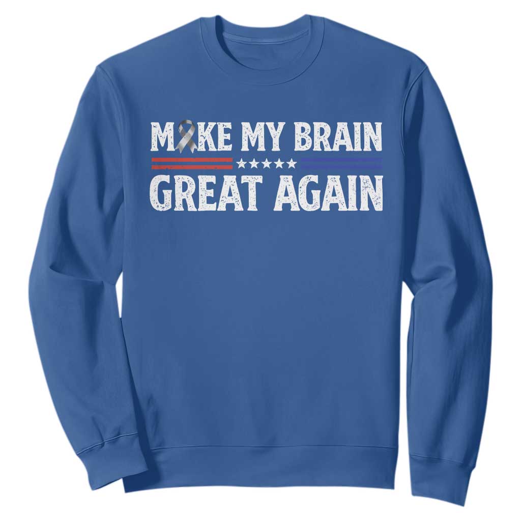 Funny Brain Surgery Recovery Sweatshirt Make My Brain Great Again Gray Ribbon