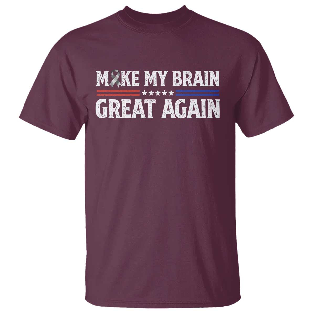 Funny Brain Surgery Recovery T Shirt Make My Brain Great Again Gray Ribbon