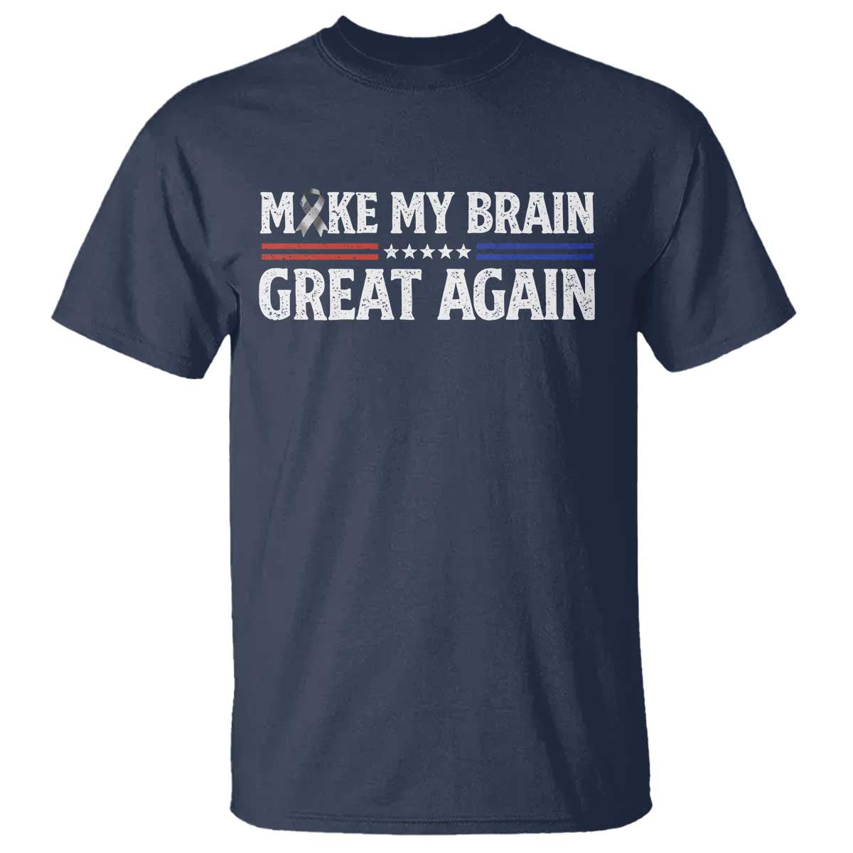 Funny Brain Surgery Recovery T Shirt Make My Brain Great Again Gray Ribbon
