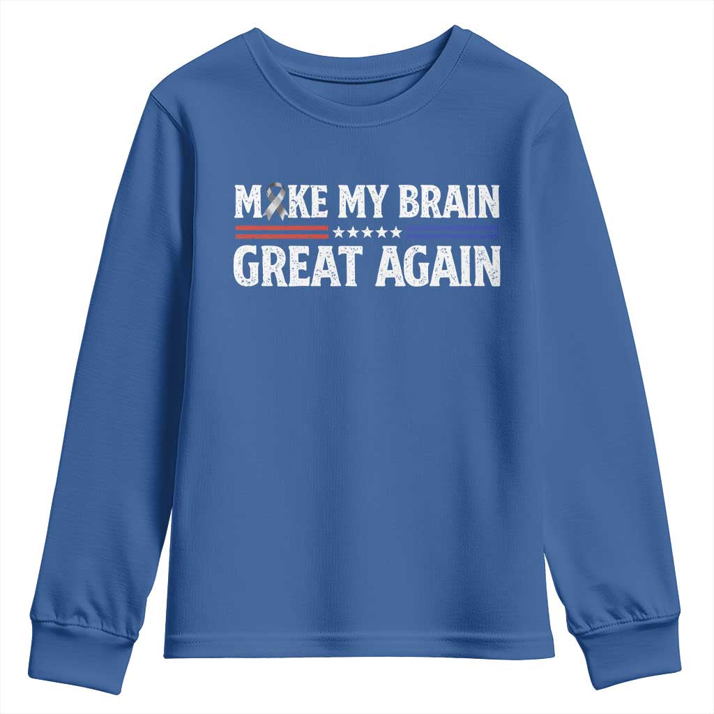 Funny Brain Surgery Recovery Youth Sweatshirt Make My Brain Great Again Gray Ribbon