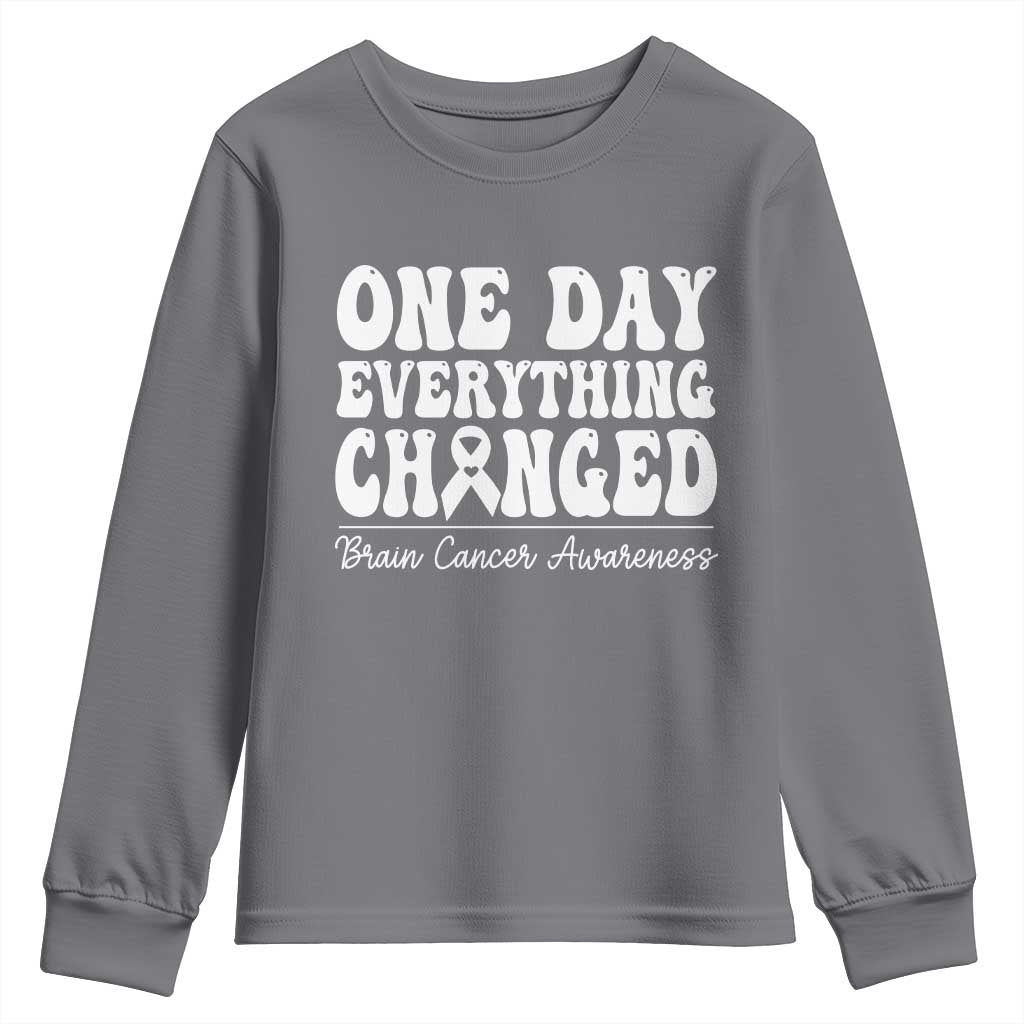 Brain Cancer Support Youth Sweatshirt Fight Brain Tumor Cure Groovy